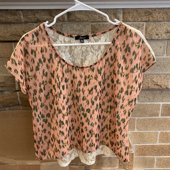Sheer Pink Leopard Print Top - Picture 1 of 2